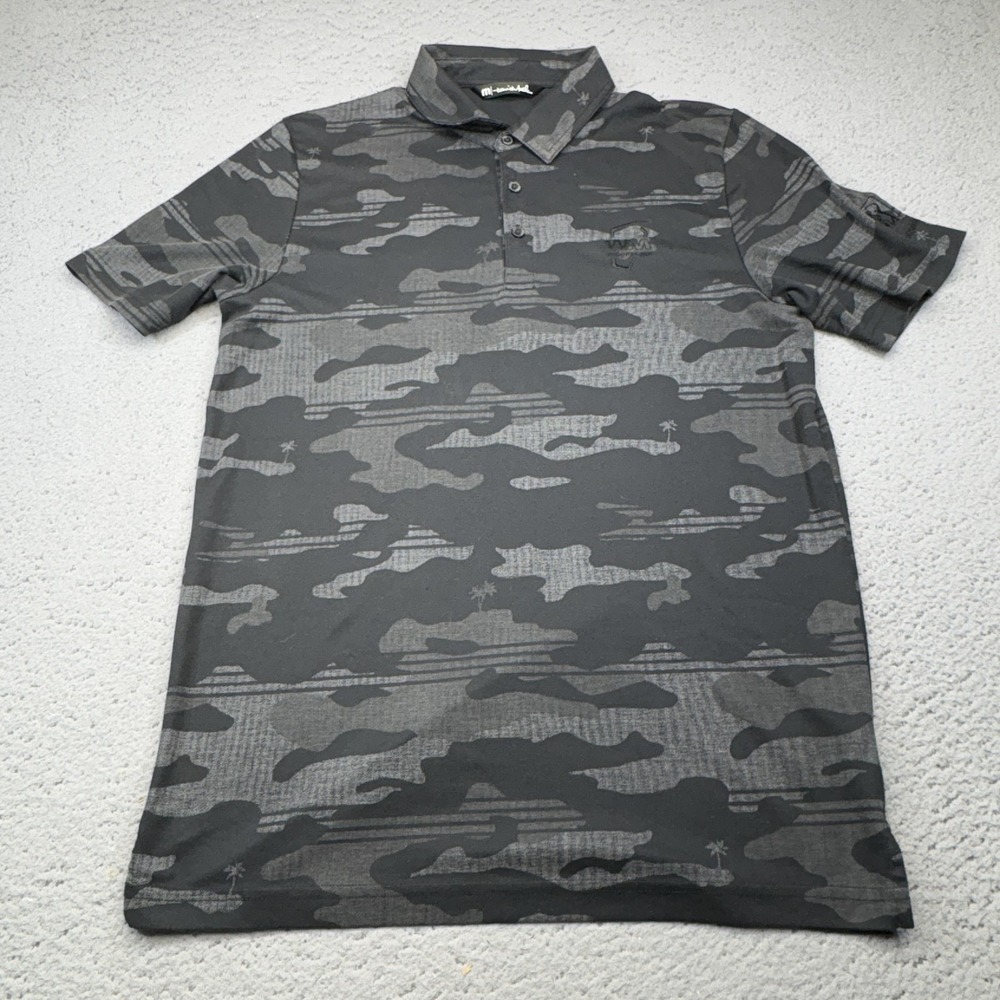 Travis Mathew Polo Shirt Mens Medium Camo Performance Scottsdale WM Open Golf